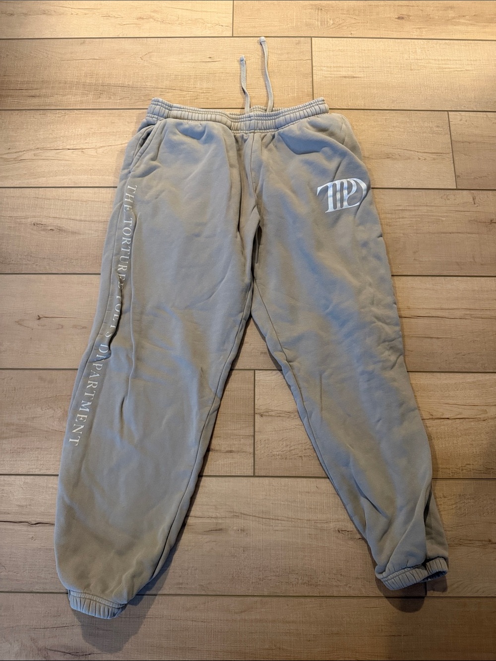 Taylor Swift tan Track Joggers with White Logo and Side Text